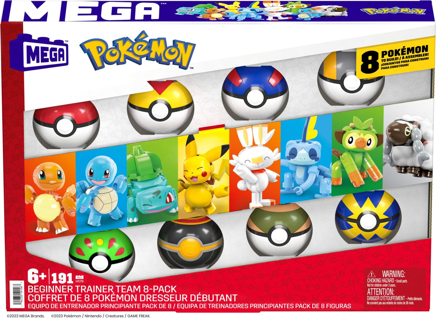 MEGA Pok¨¦mon Building Toy Kit With 8 Action Figures And Pok¨¦ Balls (191 Pieces) For Kids