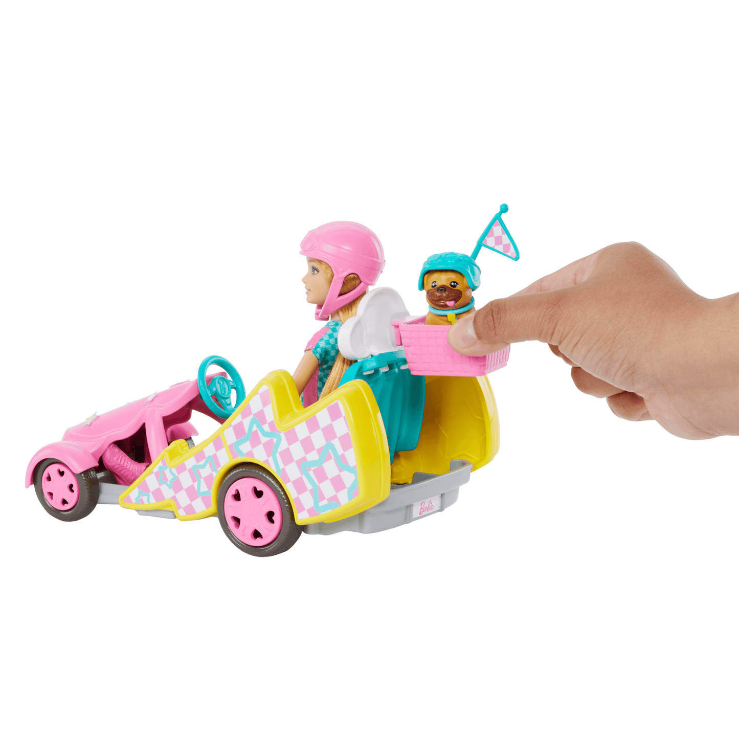 Barbie-Poup¨¦e Stacie Karting, Avec Kart, Chien et Accessoires