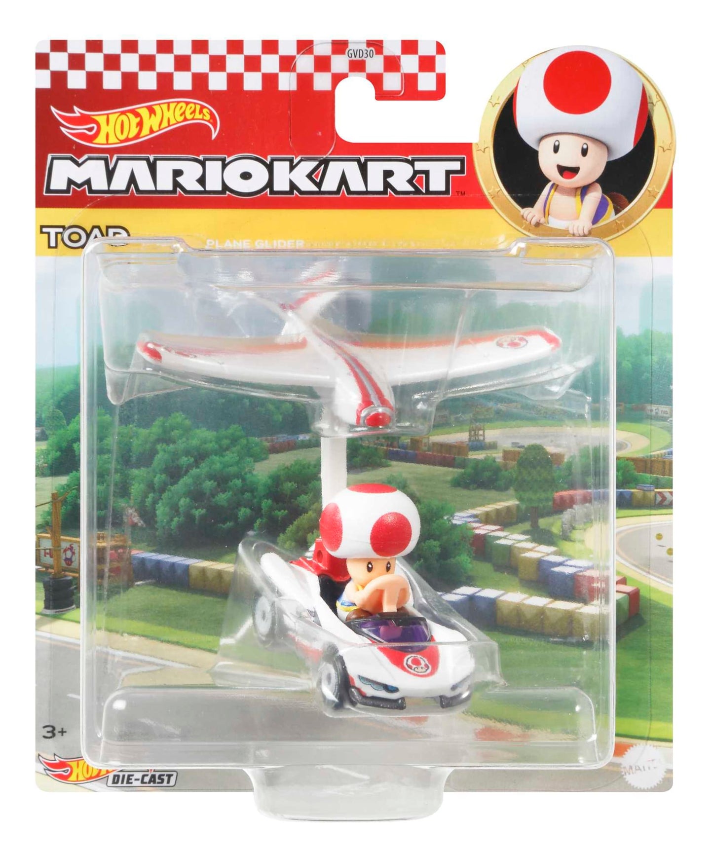 Hot Wheels Mario Kart Veh¨ªculo de Juguete Toad P-Wing con Plane Glider