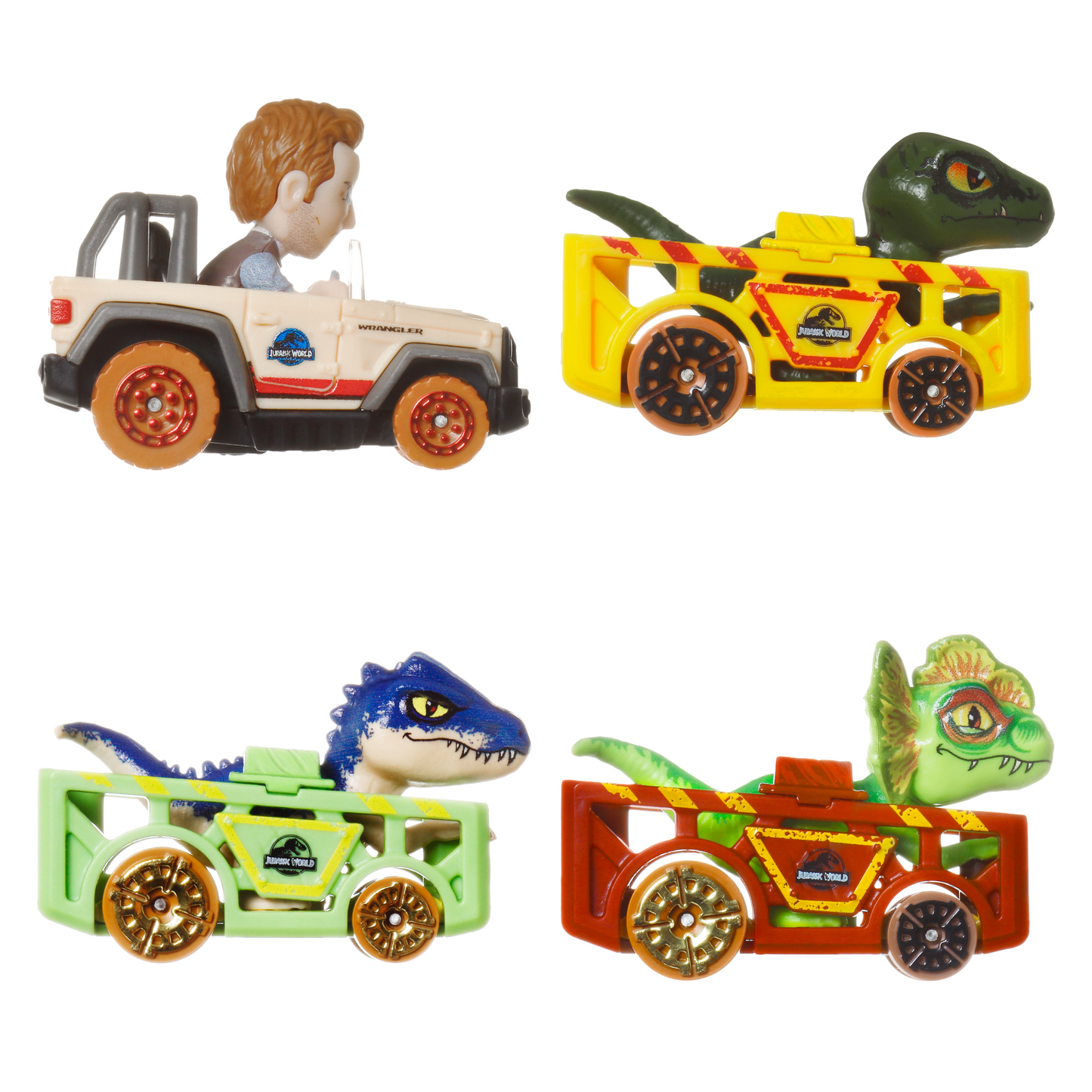 Hot Wheels RacerVerse Veh¨ªculo de Juguete Cuatro Autos de Carrera Jurassic World