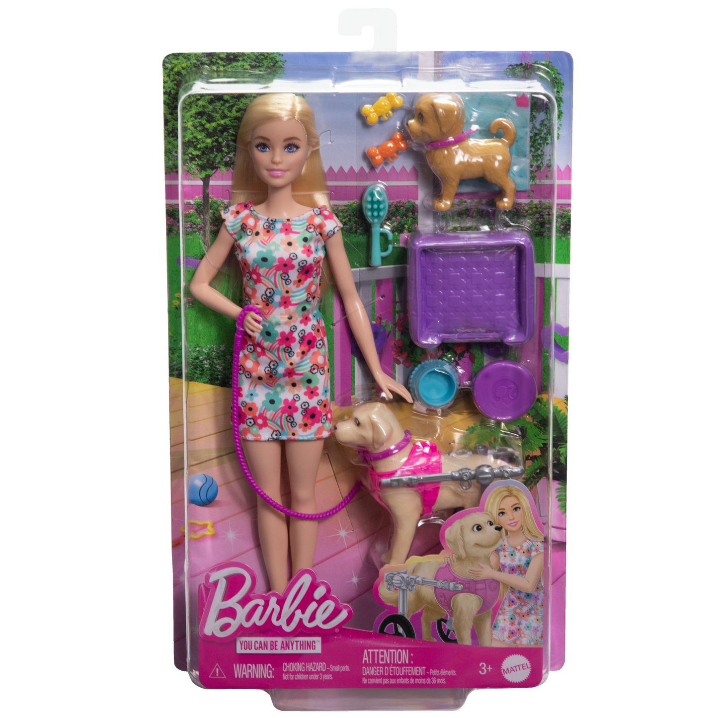 Barbie  Poup¨¦e, Chiot et Chien Dans Un Fauteuil Roulant, Accessoire