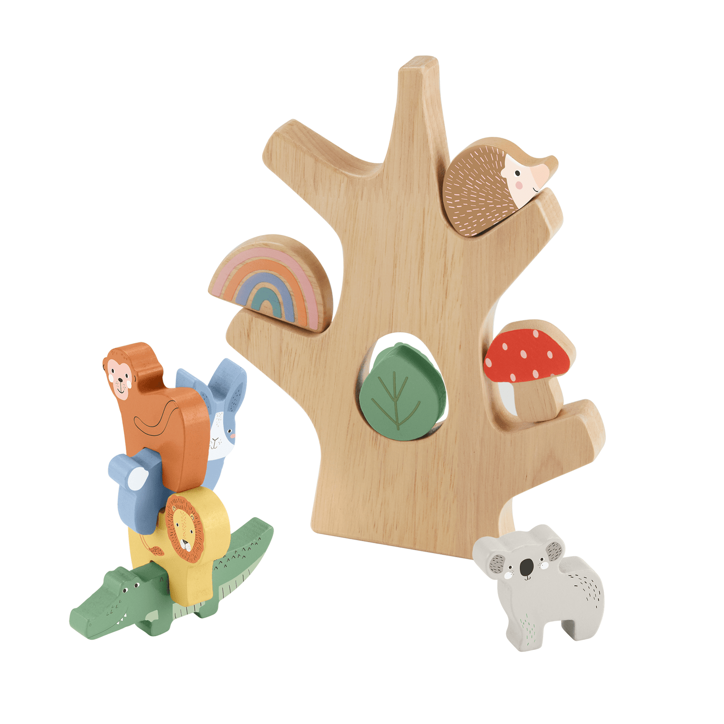 Fisher-Price Arbre D¡¯¨¦quilibre en Bois, Empilage, 10 ¨¦l¨¦ments