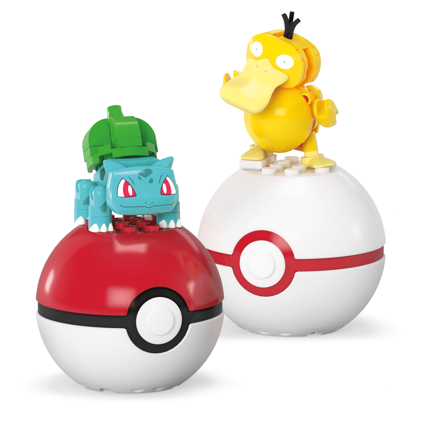 MEGA Pok¨¦mon Bulbasaur & Psyduck Building Toy Kit, 2 Action Figures (63 Pieces) For Kids